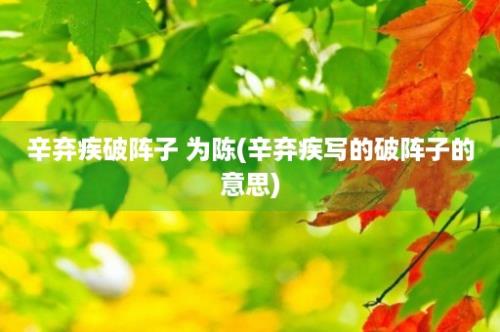 辛弃疾破阵子 为陈(辛弃疾写的破阵子的意思)