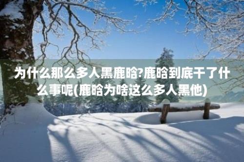 为什么那么多人黑鹿晗?鹿晗到底干了什么事呢(鹿晗为啥这么多人黑他)