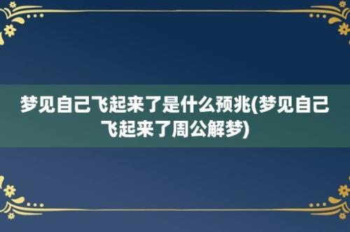 梦见自己飞起来了是什么预兆(梦见自己飞起来了周公解梦)