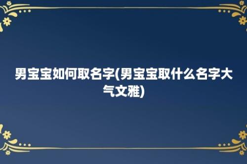 男宝宝如何取名字(男宝宝取什么名字大气文雅)