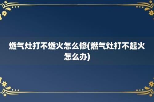 燃气灶打不燃火怎么修(燃气灶打不起火怎么办)