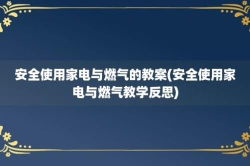 安全使用家电与燃气的教案(安全使用家电与燃气教学反思)