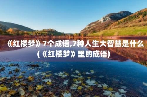 《红楼梦》7个成语,7种人生大智慧是什么(《红楼梦》里的成语)