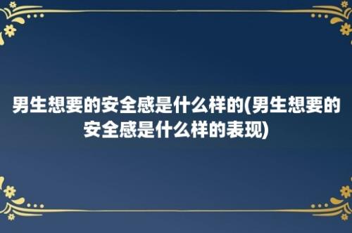 男生想要的安全感是什么样的(男生想要的安全感是什么样的表现)