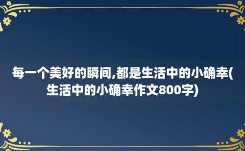 每一个美好的瞬间,都是生活中的小确幸(生活中的小确幸作文800字)