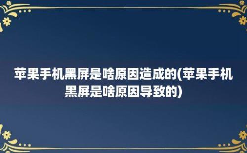 苹果手机黑屏是啥原因造成的(苹果手机黑屏是啥原因导致的)