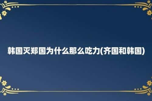 韩国灭郑国为什么那么吃力(齐国和韩国)