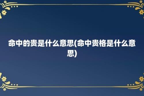 命中的贵是什么意思(命中贵格是什么意思)