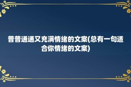 普普通通又充满情绪的文案(总有一句适合你情绪的文案)