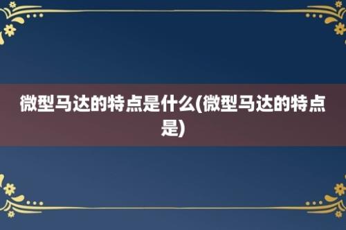 微型马达的特点是什么(微型马达的特点是)