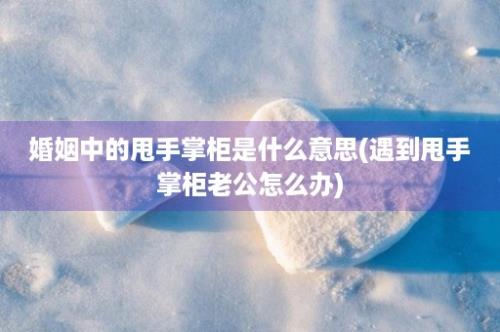 婚姻中的甩手掌柜是什么意思(遇到甩手掌柜老公怎么办)