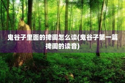 鬼谷子里面的捭阖怎么读(鬼谷子第一篇捭阖的读音)