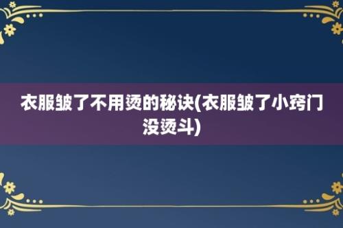 衣服皱了不用烫的秘诀(衣服皱了小窍门没烫斗)