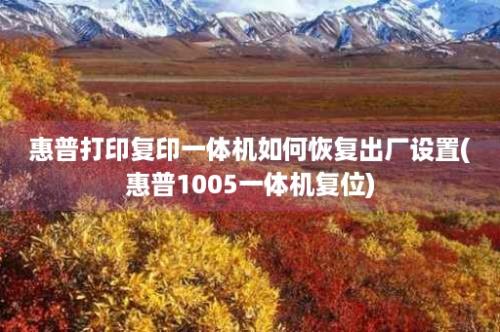 惠普打印复印一体机如何恢复出厂设置(惠普1005一体机复位)