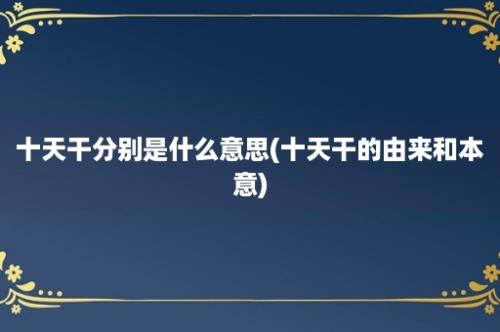 十天干分别是什么意思(十天干的由来和本意)