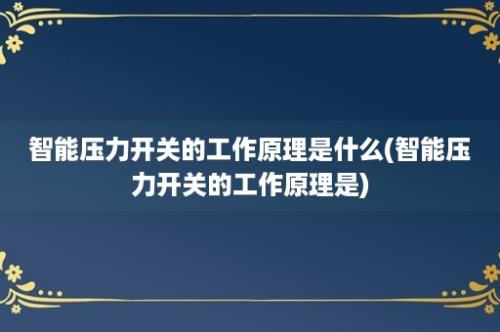 智能压力开关的工作原理是什么(智能压力开关的工作原理是)