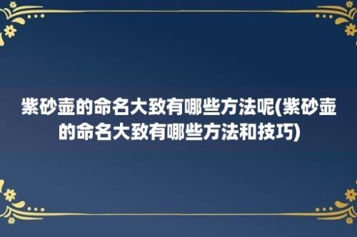 紫砂壶的命名大致有哪些方法呢(紫砂壶的命名大致有哪些方法和技巧)