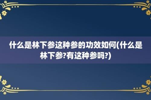 什么是林下参这种参的功效如何(什么是林下参?有这种参吗?)