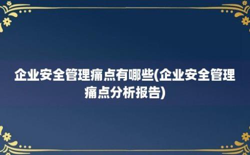 企业安全管理痛点有哪些(企业安全管理痛点分析报告)