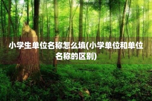 小学生单位名称怎么填(小学单位和单位名称的区别)