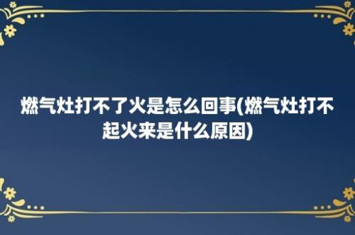 燃气灶打不了火是怎么回事(燃气灶打不起火来是什么原因)