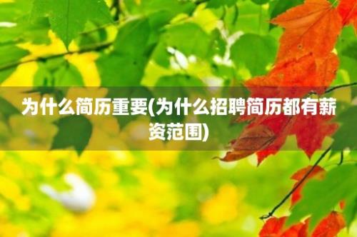 为什么简历重要(为什么招聘简历都有薪资范围)