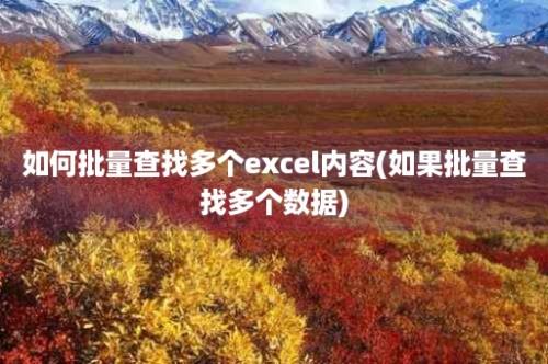 如何批量查找多个excel内容(如果批量查找多个数据)