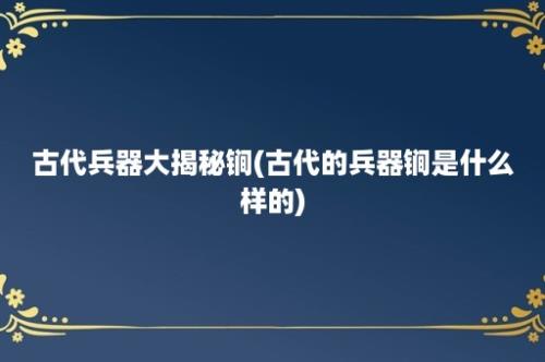 古代兵器大揭秘锏(古代的兵器锏是什么样的)