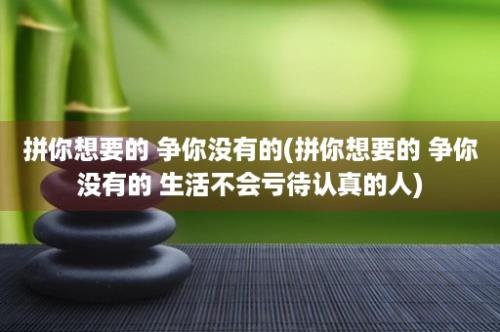 拼你想要的 争你没有的(拼你想要的 争你没有的 生活不会亏待认真的人)