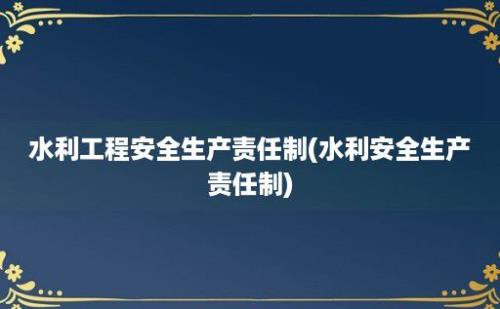 水利工程安全生产责任制(水利安全生产责任制)