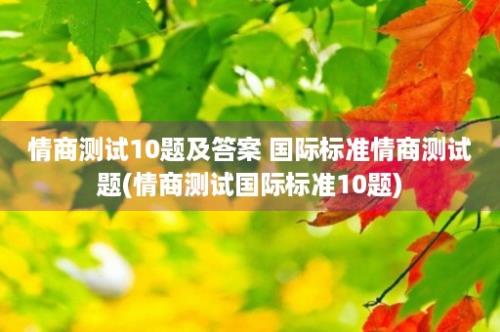 情商测试10题及答案 国际标准情商测试题(情商测试国际标准10题)