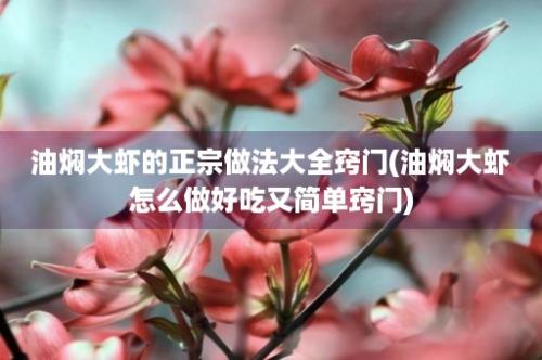 油焖大虾的正宗做法大全窍门(油焖大虾怎么做好吃又简单窍门)