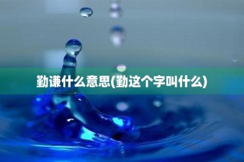 勤谦什么意思(勤这个字叫什么)