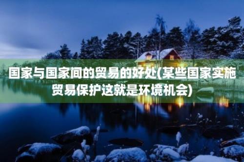 国家与国家间的贸易的好处(某些国家实施贸易保护这就是环境机会)