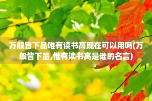 万般皆下品唯有读书高现在可以用吗(万般皆下品,惟有读书高是谁的名言)