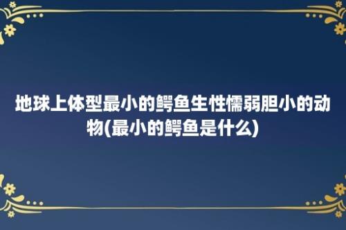 地球上体型最小的鳄鱼生性懦弱胆小的动物(最小的鳄鱼是什么)