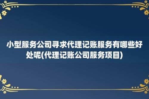 小型服务公司寻求代理记账服务有哪些好处呢(代理记账公司服务项目)