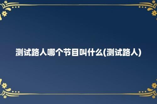 测试路人哪个节目叫什么(测试路人)