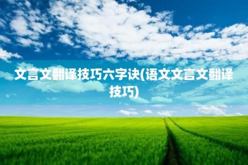 文言文翻译技巧六字诀(语文文言文翻译技巧)