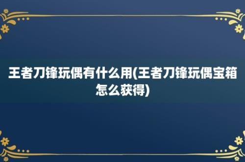 王者刀锋玩偶有什么用(王者刀锋玩偶宝箱怎么获得)