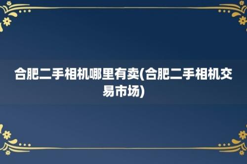 合肥二手相机哪里有卖(合肥二手相机交易市场)