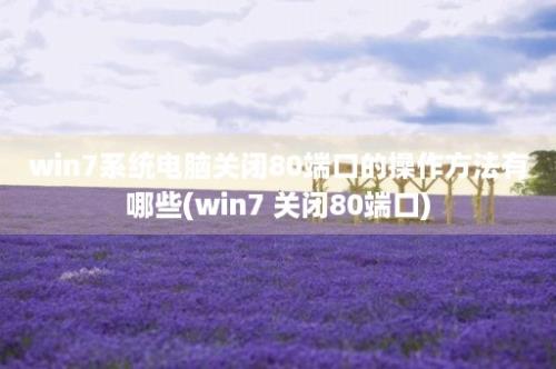 win7系统电脑关闭80端口的操作方法有哪些(win7 关闭80端口)