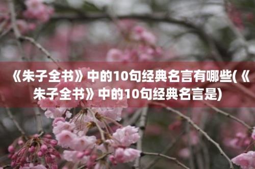 《朱子全书》中的10句经典名言有哪些(《朱子全书》中的10句经典名言是)