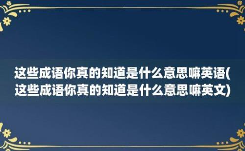 这些成语你真的知道是什么意思嘛英语(这些成语你真的知道是什么意思嘛英文)