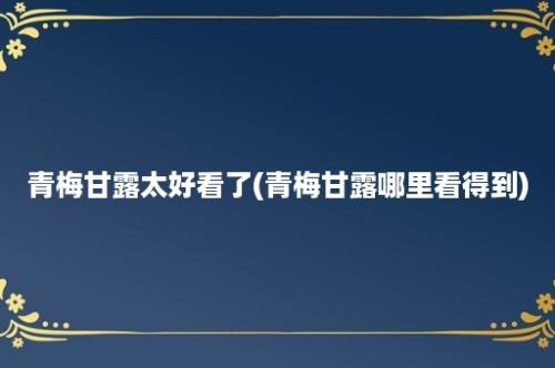 青梅甘露太好看了(青梅甘露哪里看得到)