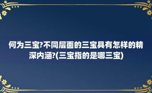 何为三宝?不同层面的三宝具有怎样的精深内涵?(三宝指的是哪三宝)