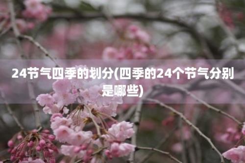 24节气四季的划分(四季的24个节气分别是哪些)