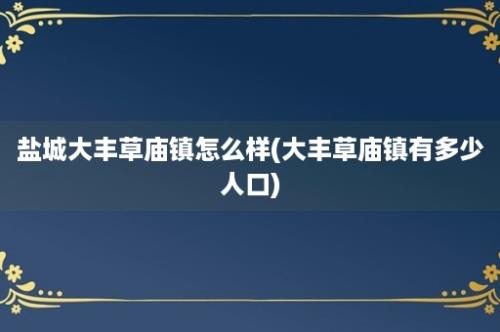 盐城大丰草庙镇怎么样(大丰草庙镇有多少人口)