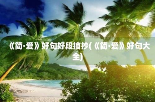 《简·爱》好句好段摘抄(《简·爱》好句大全)