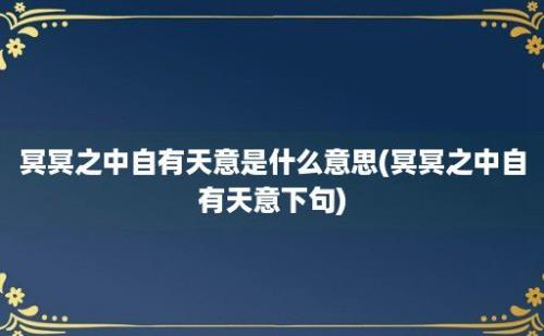 冥冥之中自有天意是什么意思(冥冥之中自有天意下句)